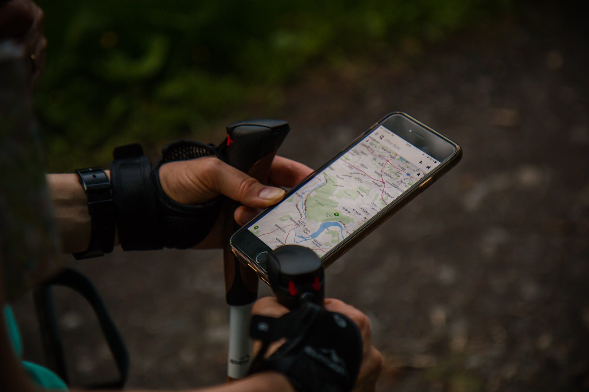 Hiker with phone